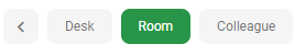 Knoppen van bureau, kamer en collega, kamer is groen