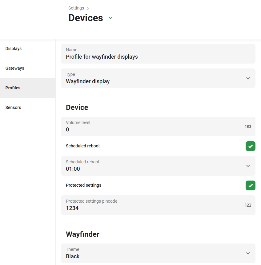 Image des réglages des appareils comme indiqué dans le texte