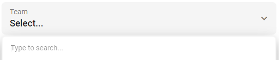 screenshot of ability to search for teams instead of scrolling through dropdown menu when teambooking