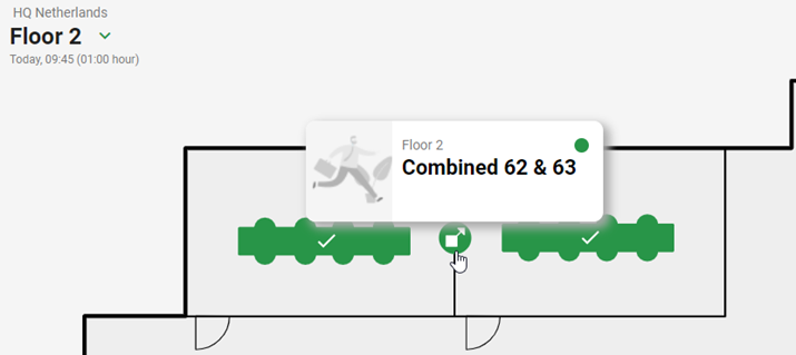 screenshot van pictogram op kaart dat gecombineerde kamer aangeeft