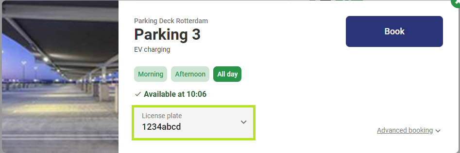Beispiel einer Parkplatzbuchung auf der Plattform GoBright